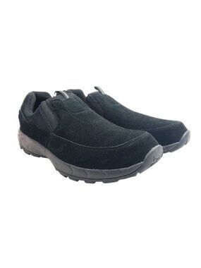 George Mens Size13W  Black Suede Leather Slip-On Shoes